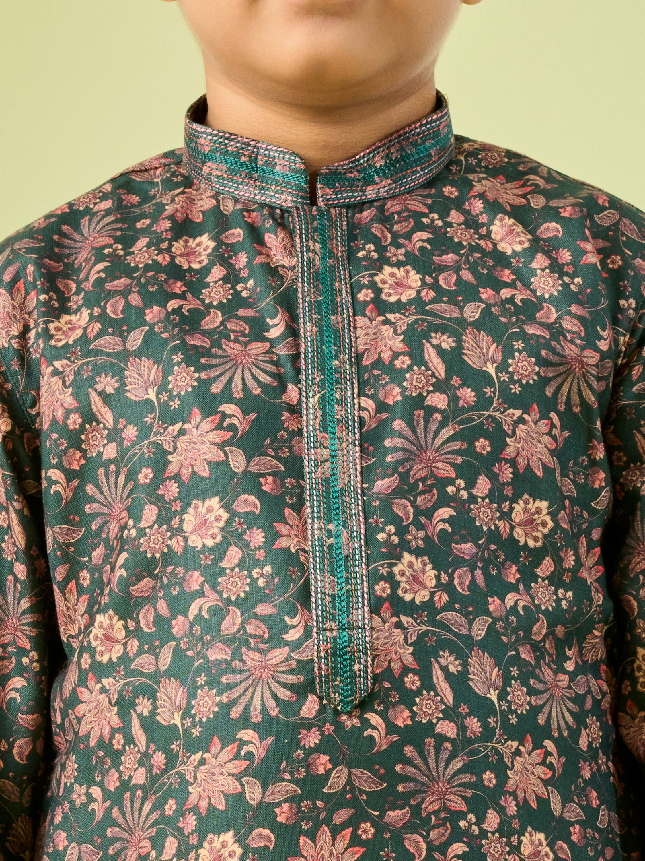 Manyavar Boys Emerald Green Splendor Kurta Pajama