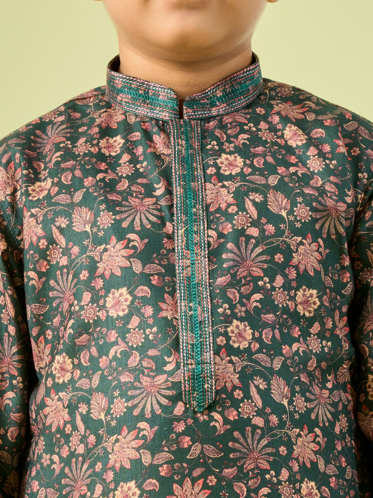 Manyavar Boys Emerald Green Splendor Kurta Pajama