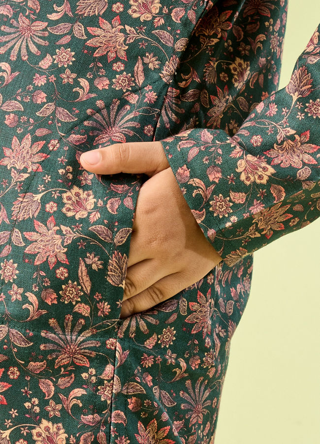 Manyavar Boys Emerald Green Splendor Kurta Pajama