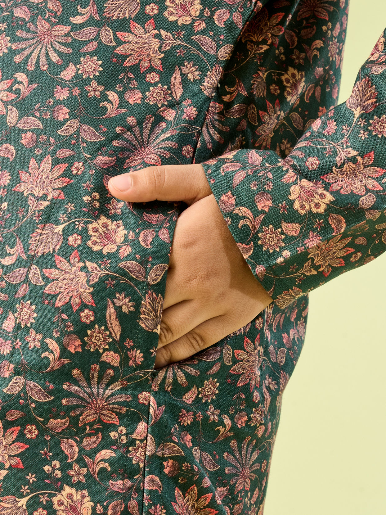 Manyavar Boys Emerald Green Splendor Kurta Pajama