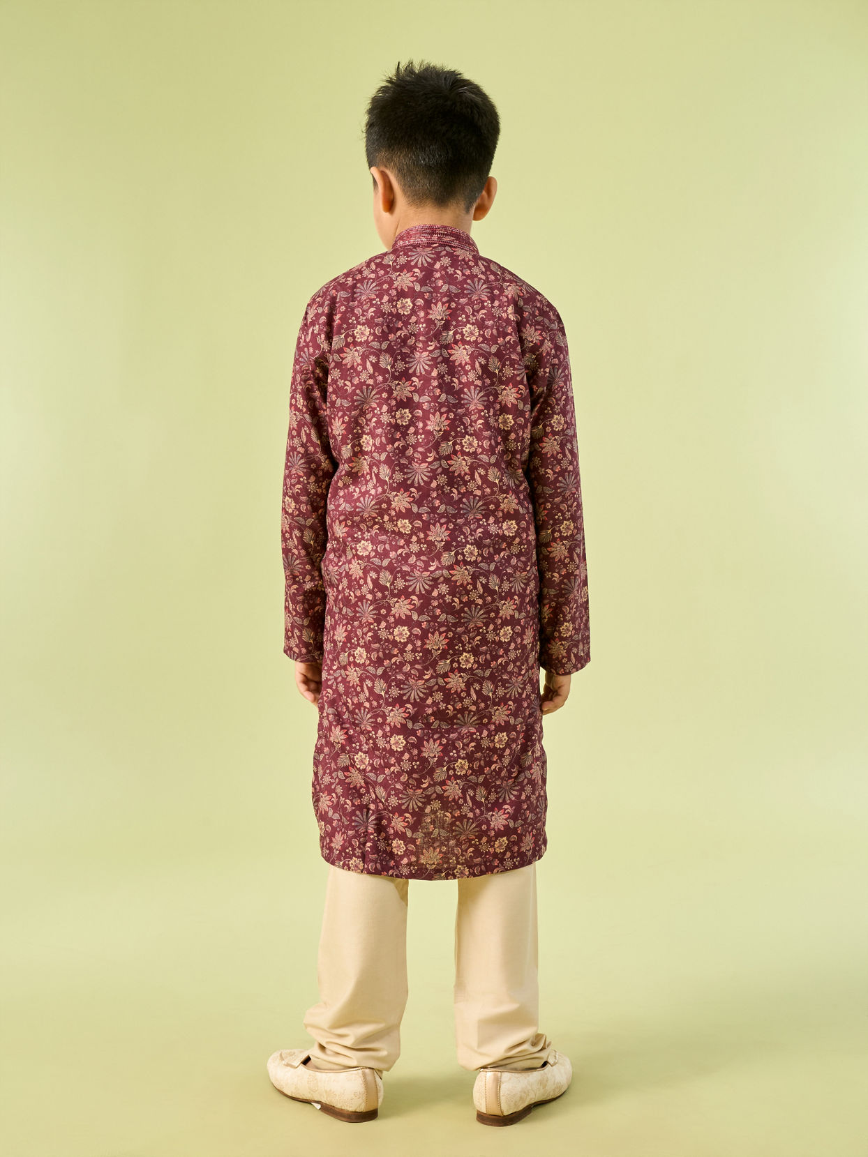Manyavar Boys Wine Maroon Viscose Kurta Pajama