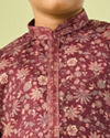 Manyavar Boys Wine Maroon Viscose Kurta Pajama
