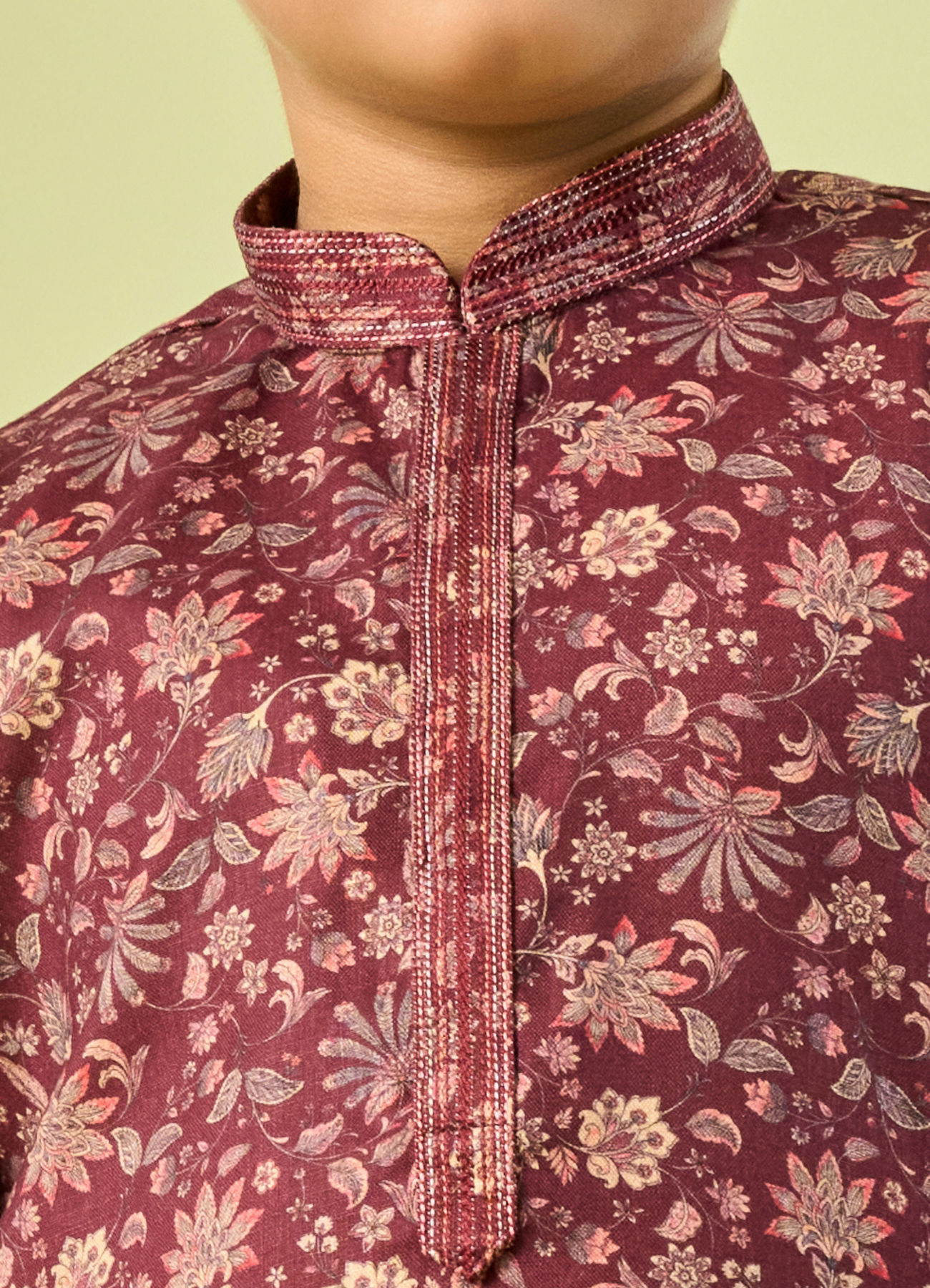 Manyavar Boys Wine Maroon Viscose Kurta Pajama