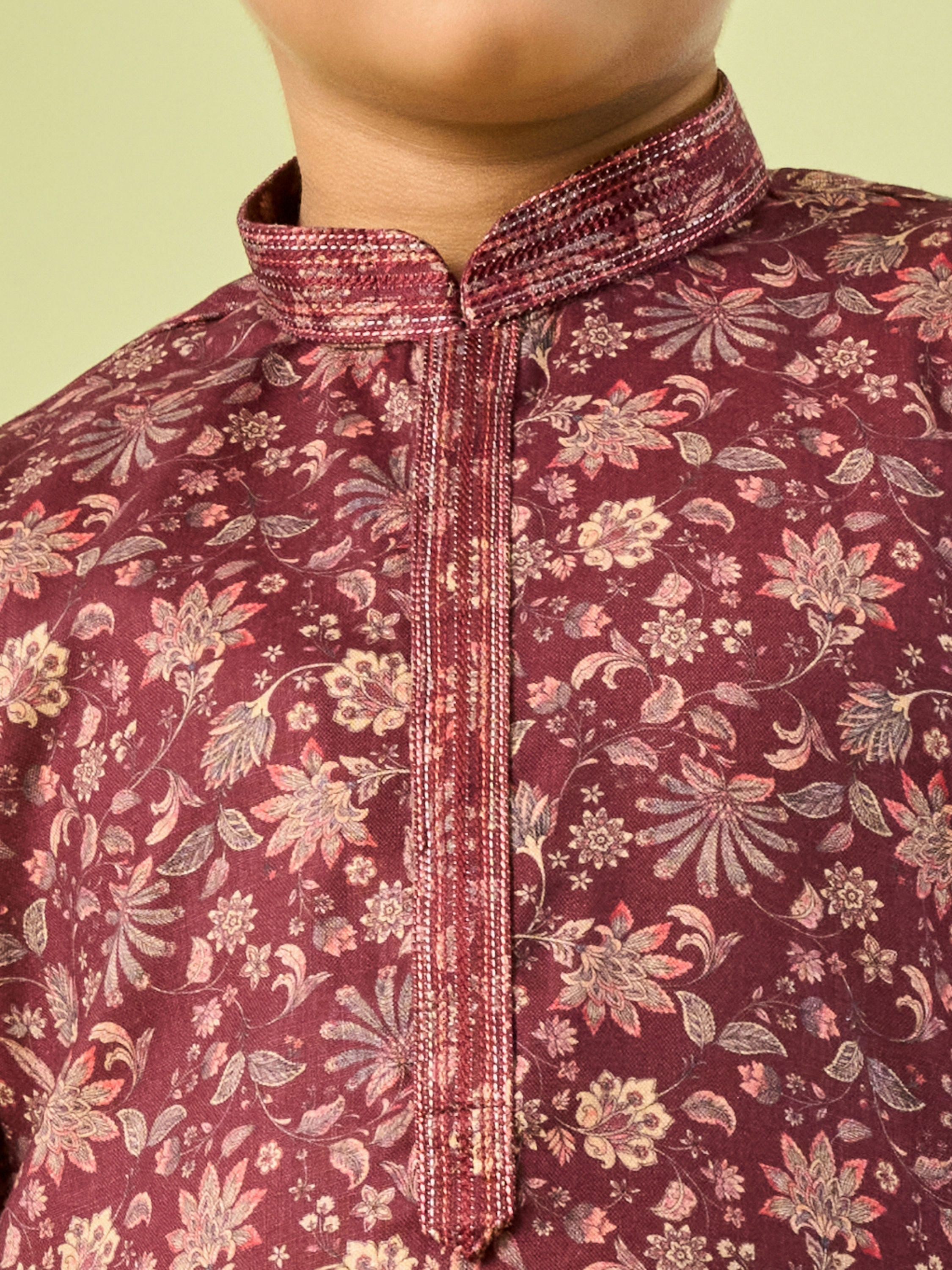 Manyavar Boys Wine Maroon Viscose Kurta Pajama