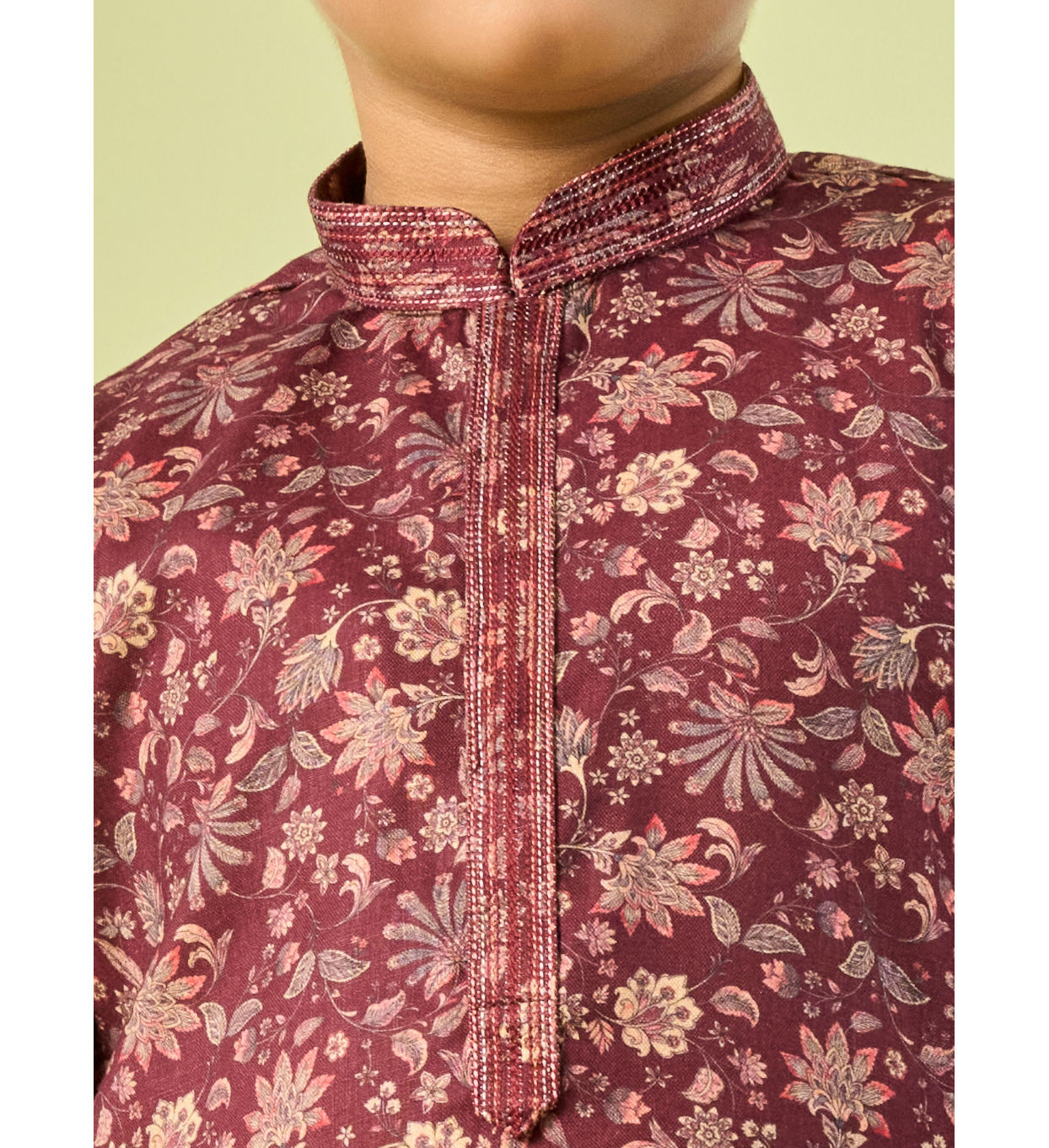 Manyavar Boys Wine Maroon Viscose Kurta Pajama