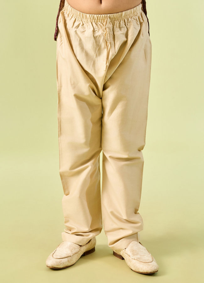 Manyavar Boys Wine Maroon Viscose Kurta Pajama