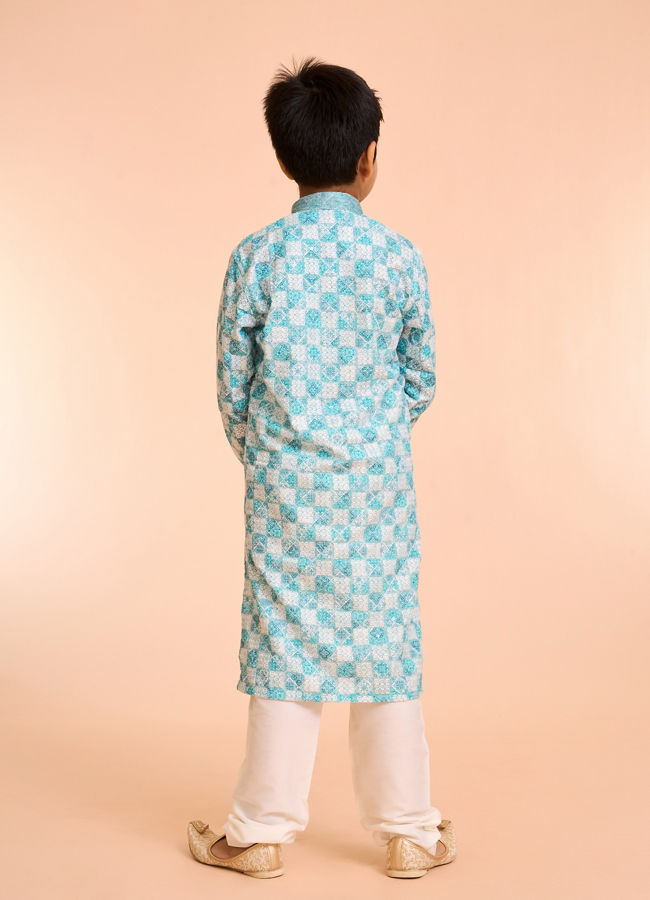 Manyavar Boys Aqua Green Exquisiteness Kurta Pajama