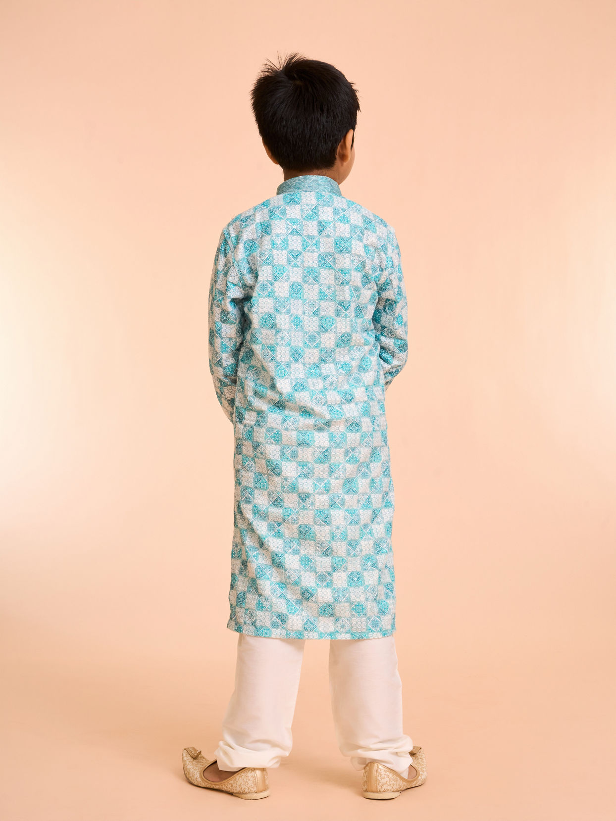 Manyavar Boys Aqua Green Exquisiteness Kurta Pajama