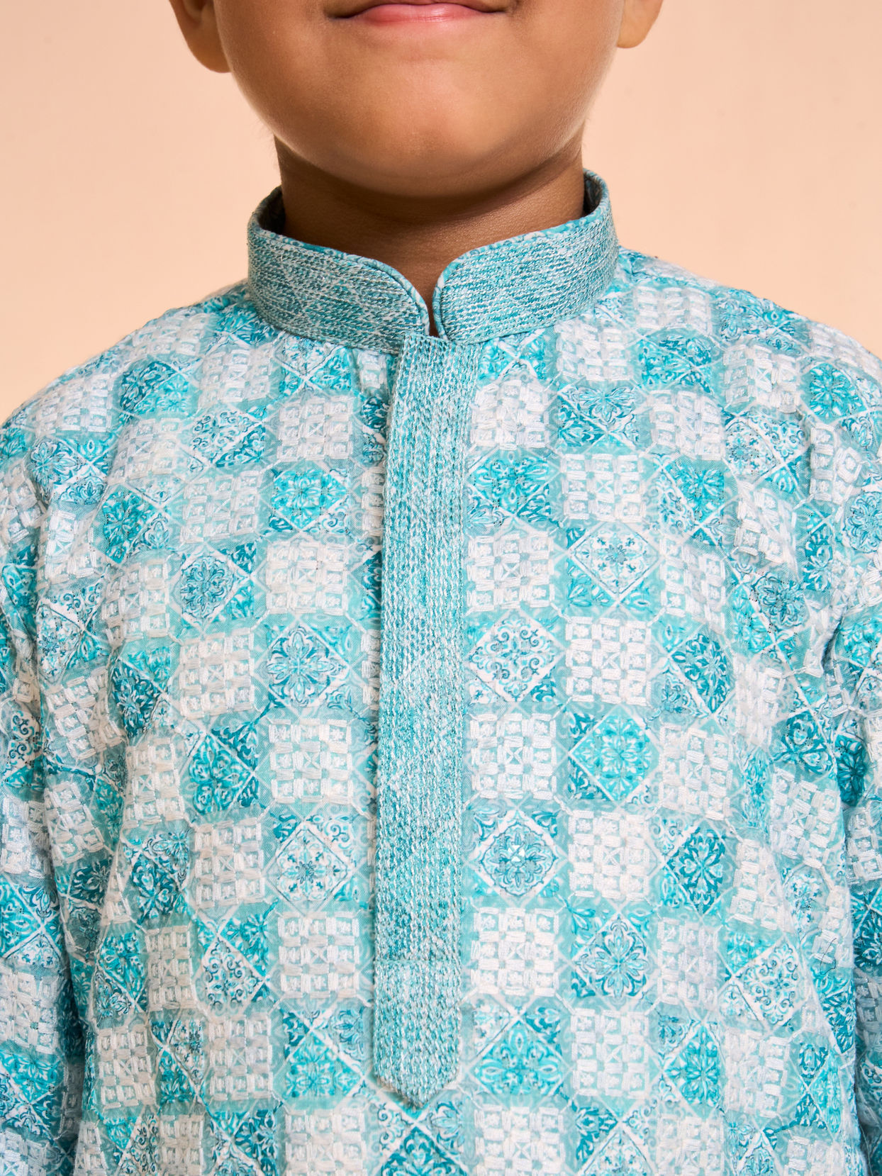 Manyavar Boys Aqua Green Exquisiteness Kurta Pajama
