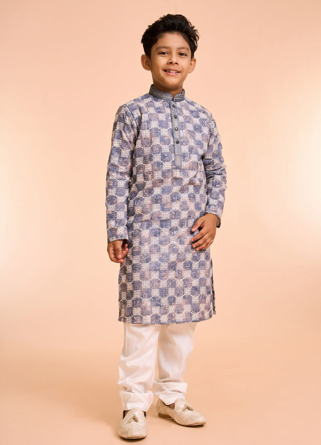 Manyavar Boys Grey Elegance Kurta Pyjama