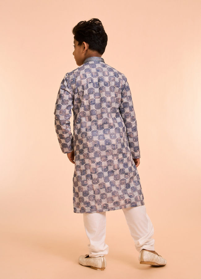 Manyavar Boys Grey Elegance Kurta Pyjama
