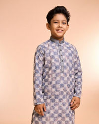 Manyavar Boys Grey Elegance Kurta Pyjama