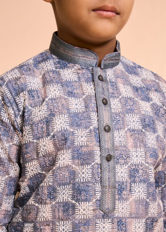 Manyavar Boys Grey Elegance Kurta Pyjama