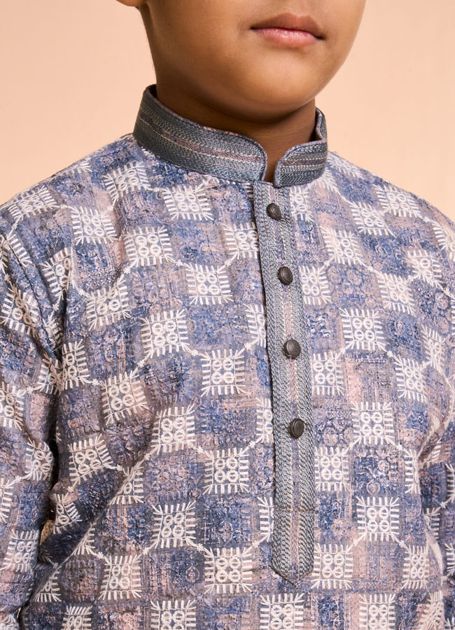 Manyavar Boys Grey Elegance Kurta Pyjama