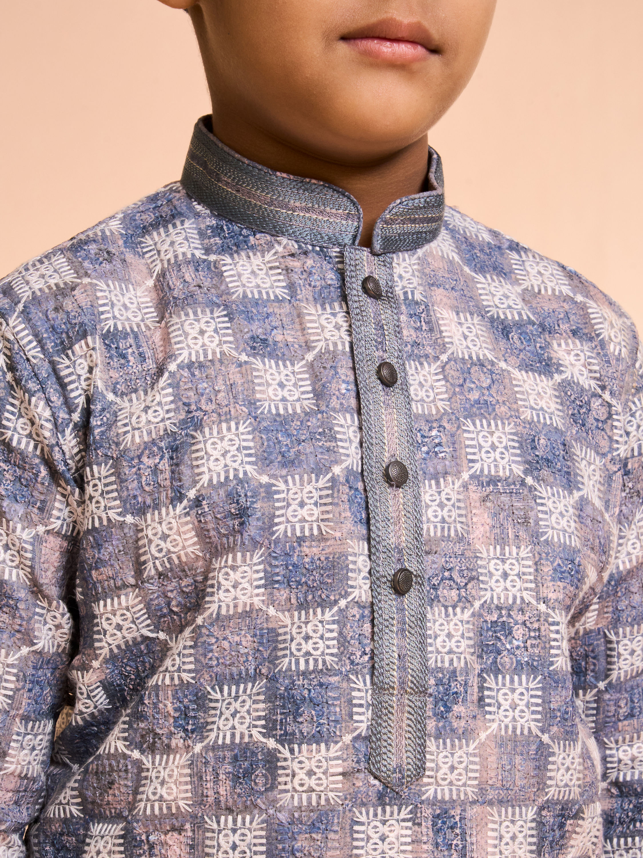 Manyavar Boys Grey Elegance Kurta Pyjama