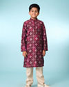 Manyavar Boys Festive Wine Kurta Pajama Set