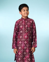 Manyavar Boys Festive Wine Kurta Pajama Set