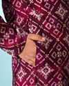 Manyavar Boys Festive Wine Kurta Pajama Set