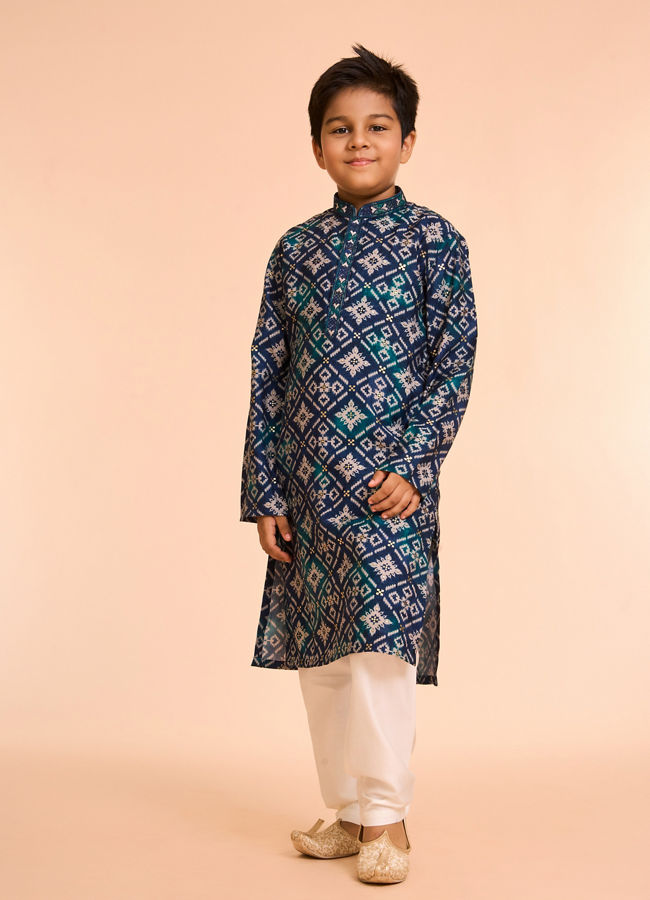 Manyavar Boys Teal Blue Elegance Kurta Pajama
