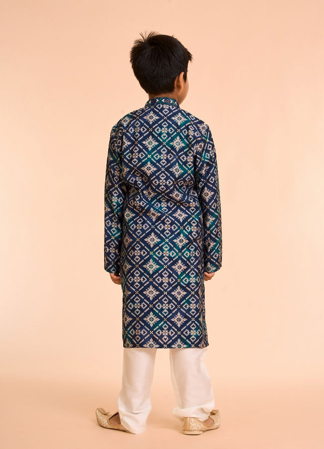 Manyavar Boys Teal Blue Elegance Kurta Pajama