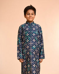 Manyavar Boys Teal Blue Elegance Kurta Pajama