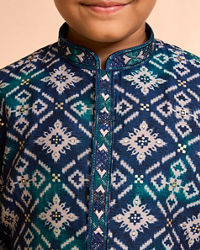 Manyavar Boys Teal Blue Elegance Kurta Pajama