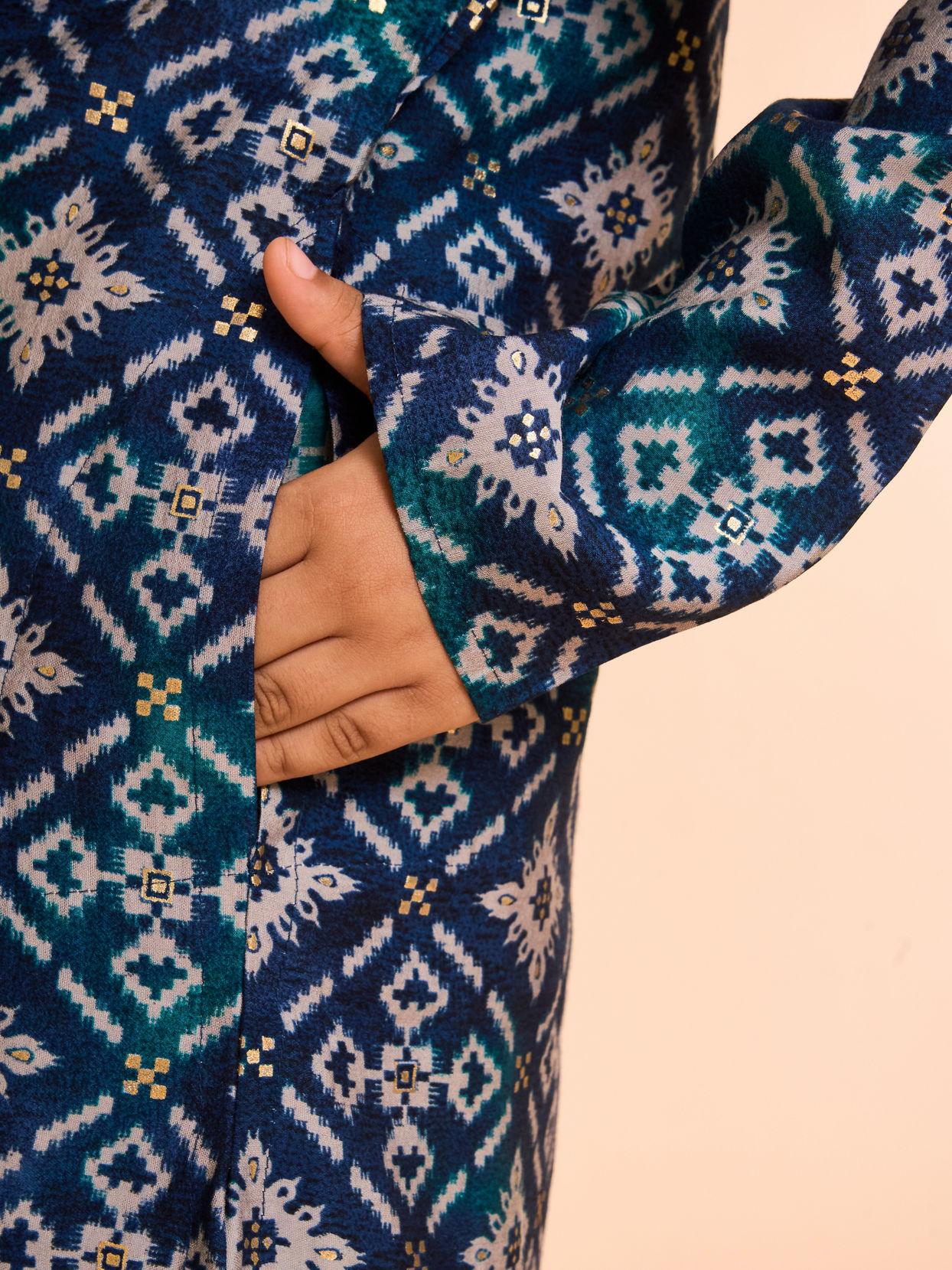 Manyavar Boys Teal Blue Elegance Kurta Pajama