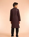 Manyavar Boys Black Vermillion Viscose Kurta Pyjama