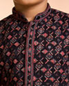 Manyavar Boys Black Vermillion Viscose Kurta Pyjama