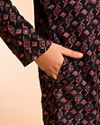 Manyavar Boys Black Vermillion Viscose Kurta Pyjama