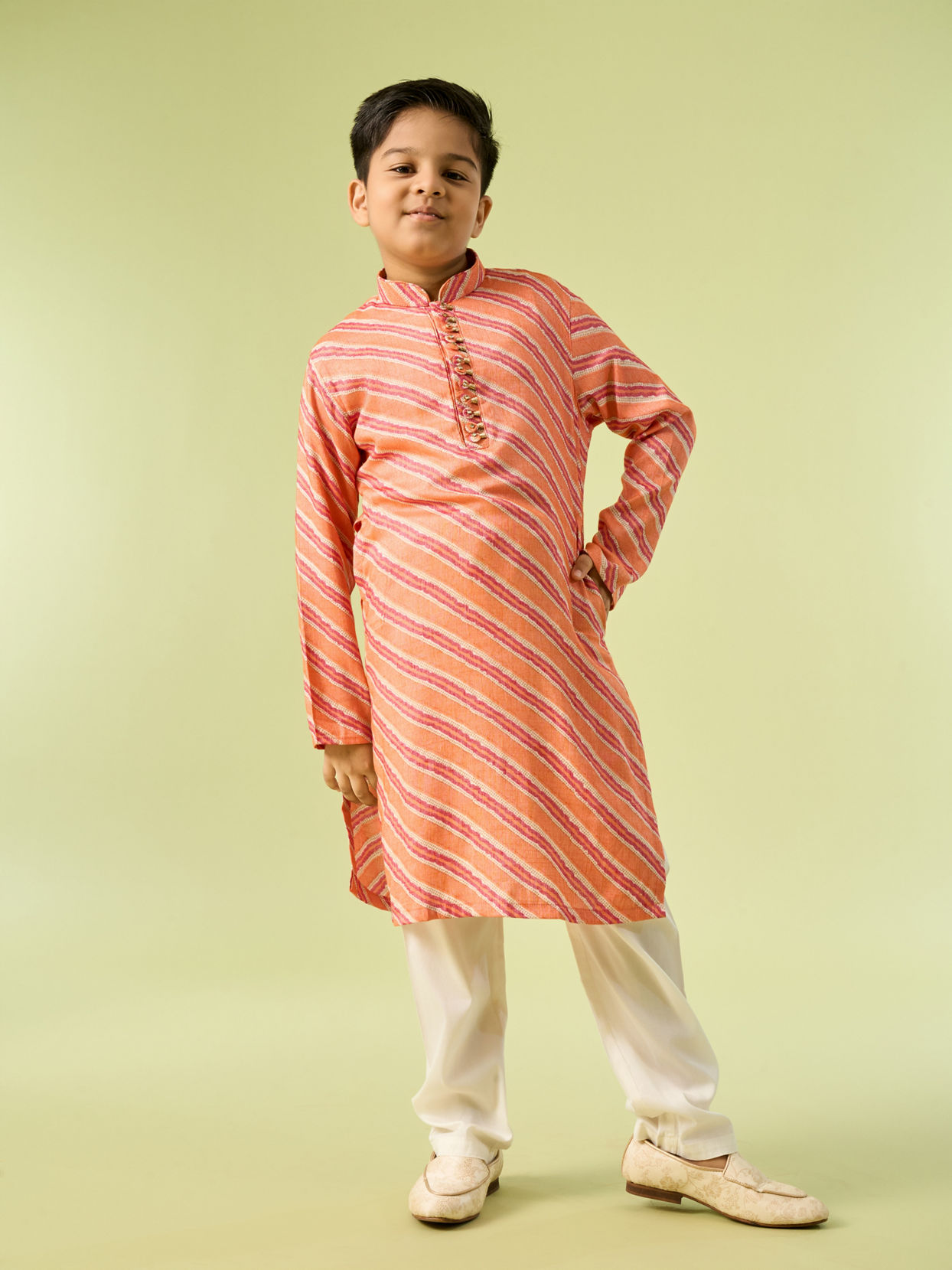 Manyavar Boys Radiant Orange Kurta Pajama Set