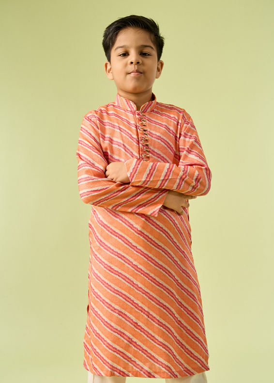 Manyavar Boys Radiant Orange Kurta Pajama Set