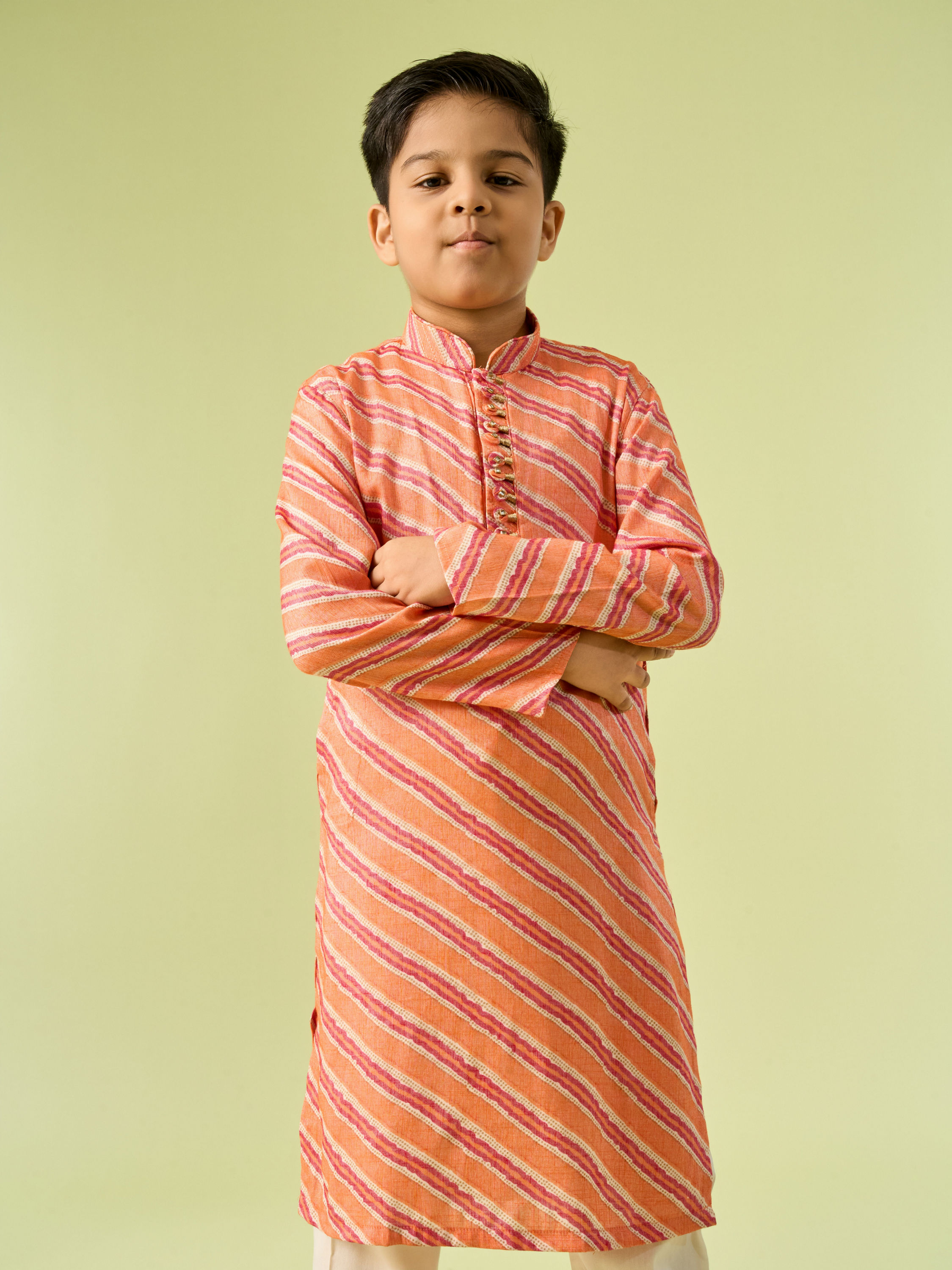 Manyavar Boys Radiant Orange Kurta Pajama Set
