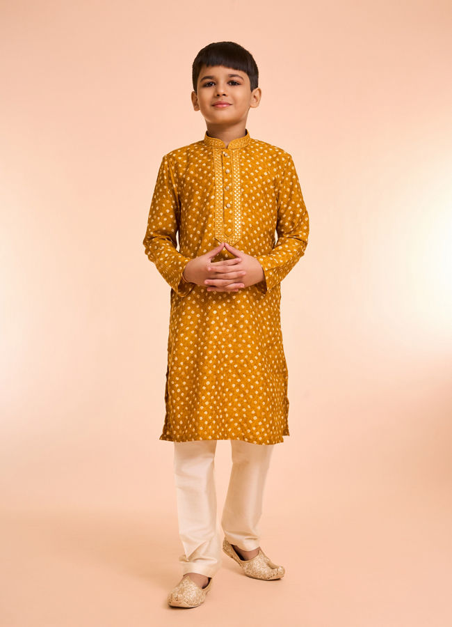 Manyavar Boys Charismatic Mustard Kurta Pajama