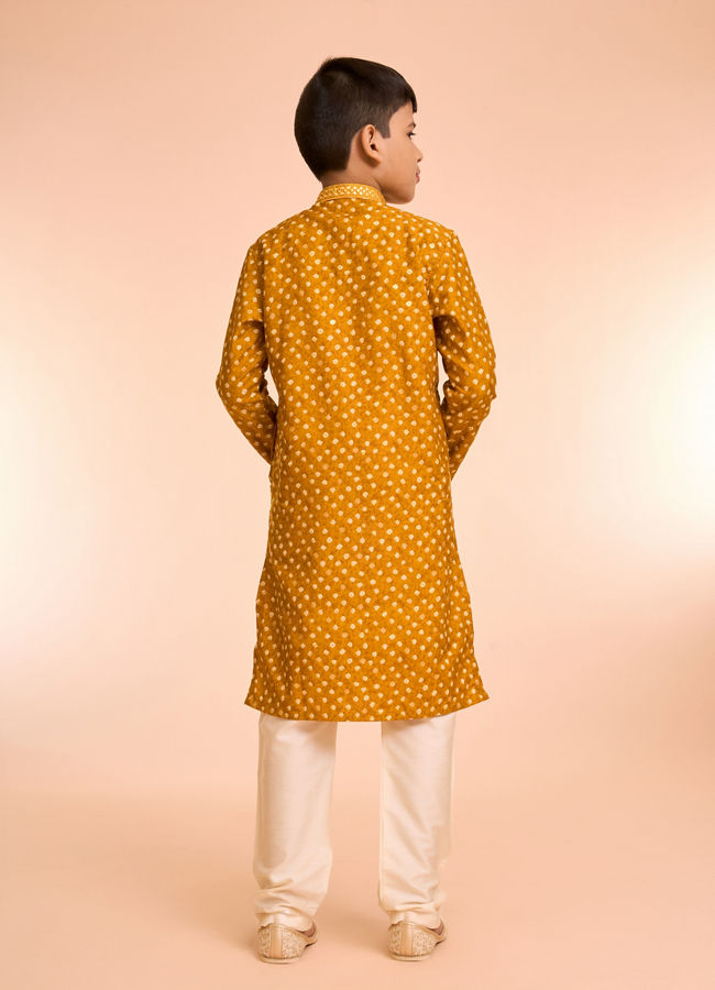 Manyavar Boys Charismatic Mustard Kurta Pajama