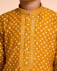 Manyavar Boys Charismatic Mustard Kurta Pajama