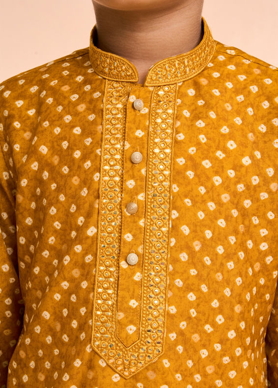 Manyavar Boys Charismatic Mustard Kurta Pajama