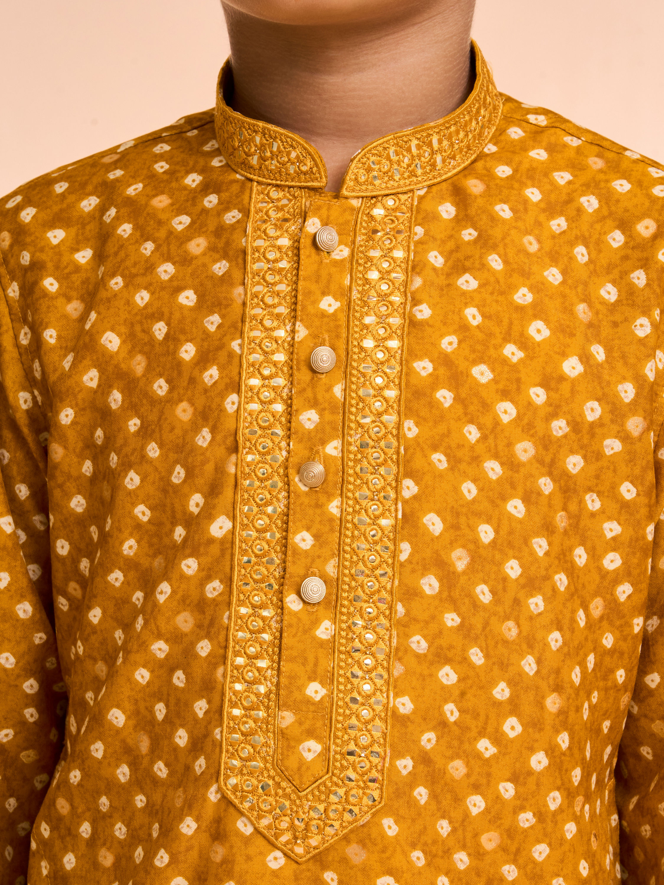 Manyavar Boys Charismatic Mustard Kurta Pajama