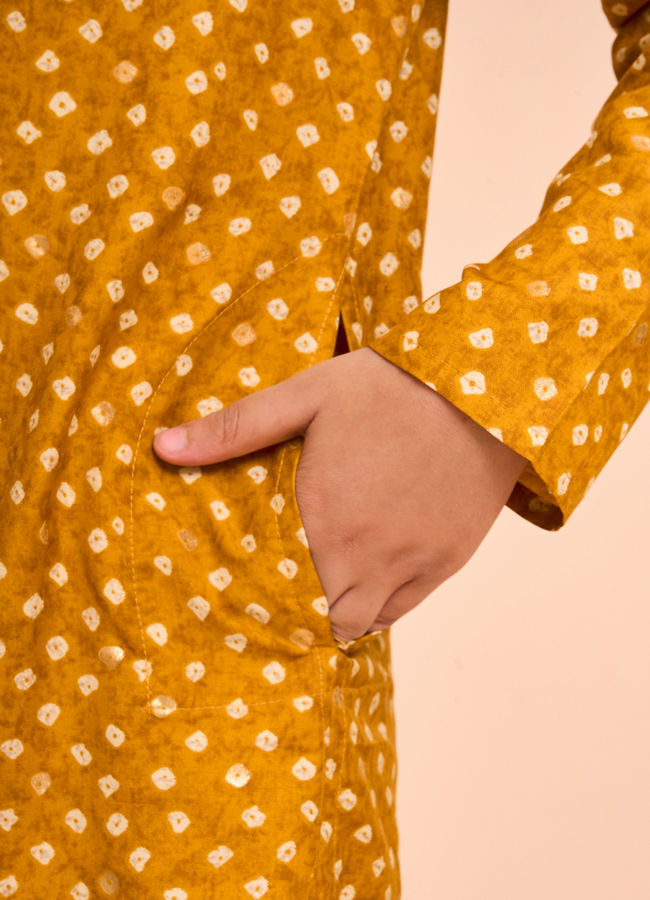 Manyavar Boys Charismatic Mustard Kurta Pajama