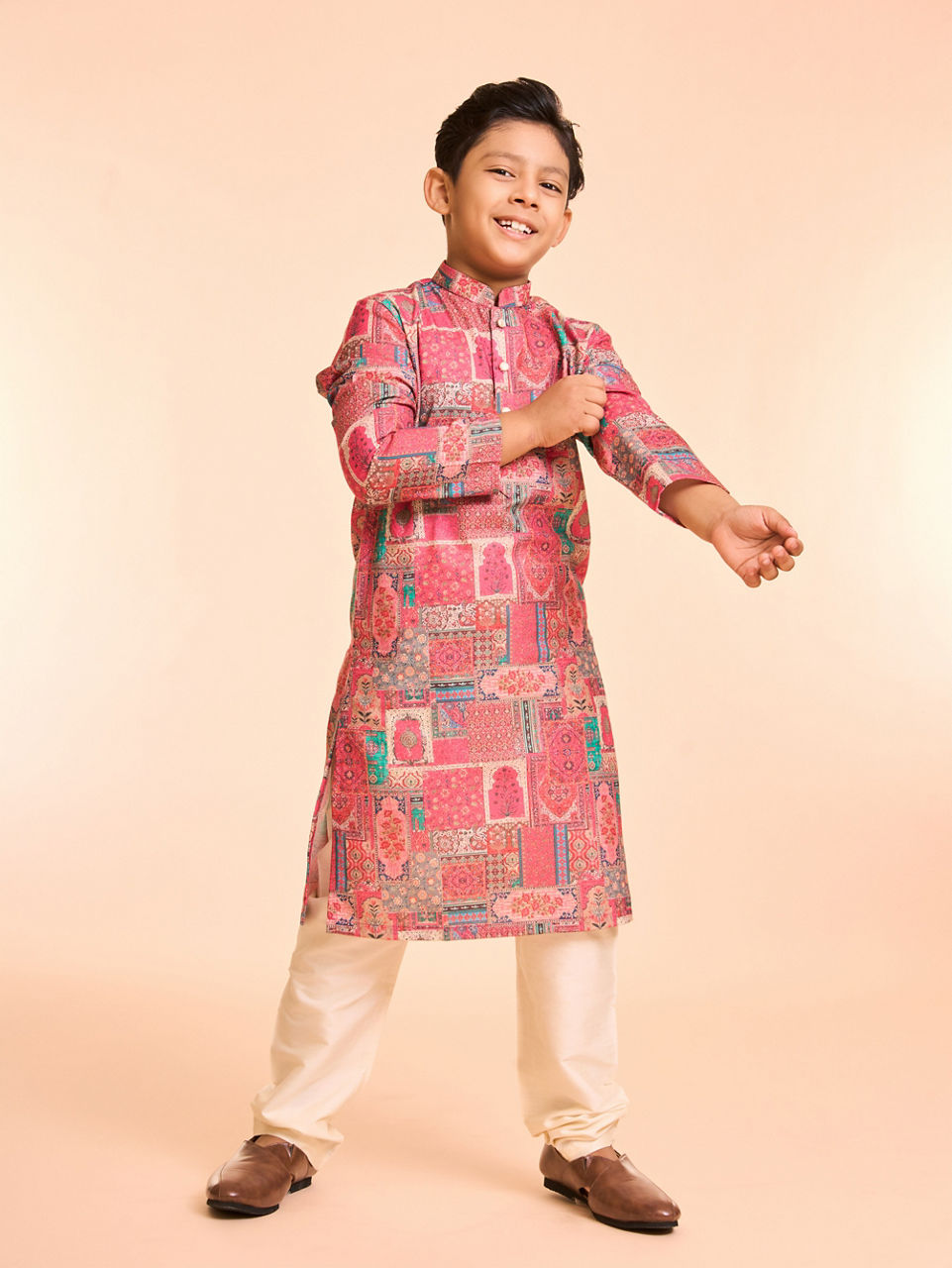 Manyavar Boys Coral Elegance Kurta Pajama