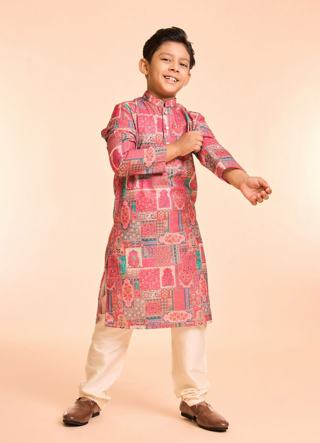 Manyavar Boys Coral Elegance Kurta Pajama