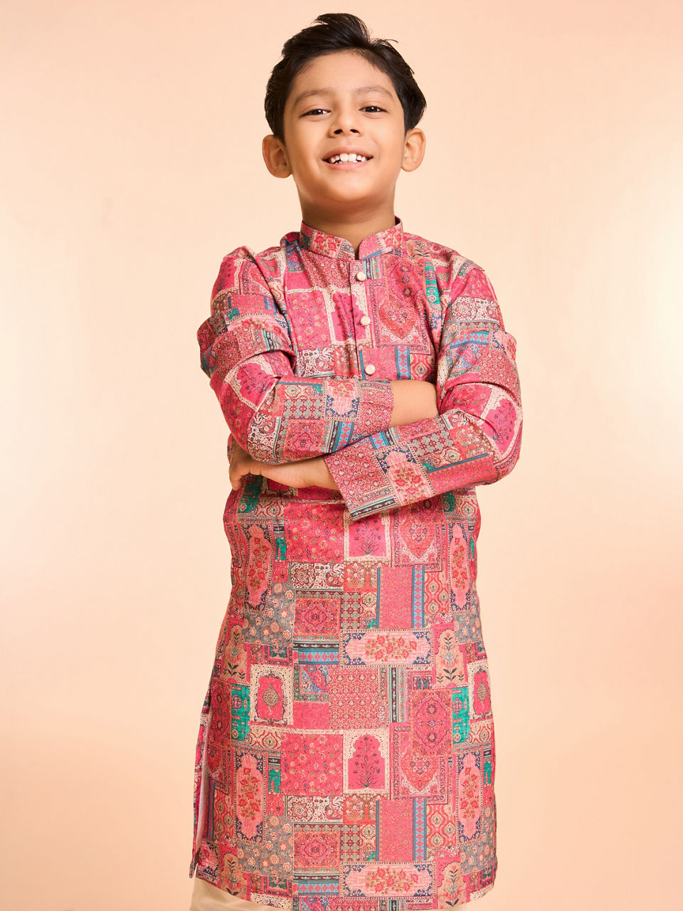Manyavar Boys Coral Elegance Kurta Pajama