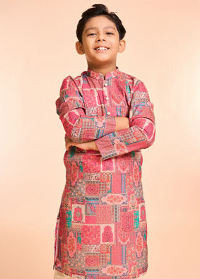 Manyavar Boys Coral Elegance Kurta Pajama