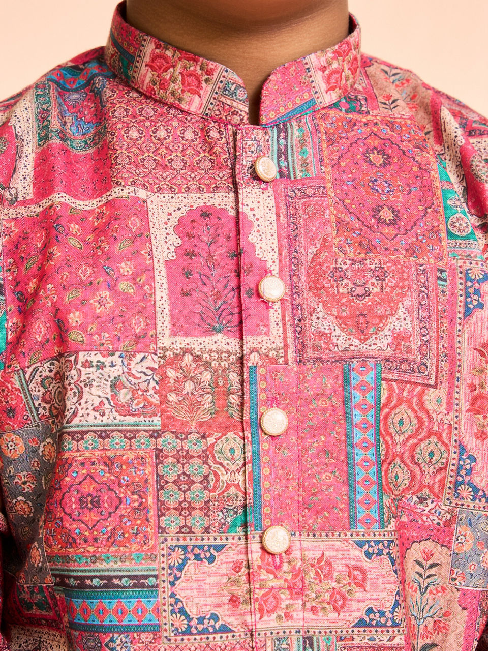 Manyavar Boys Coral Elegance Kurta Pajama