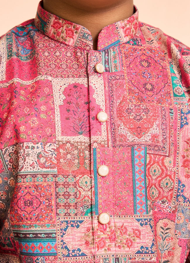 Manyavar Boys Coral Elegance Kurta Pajama