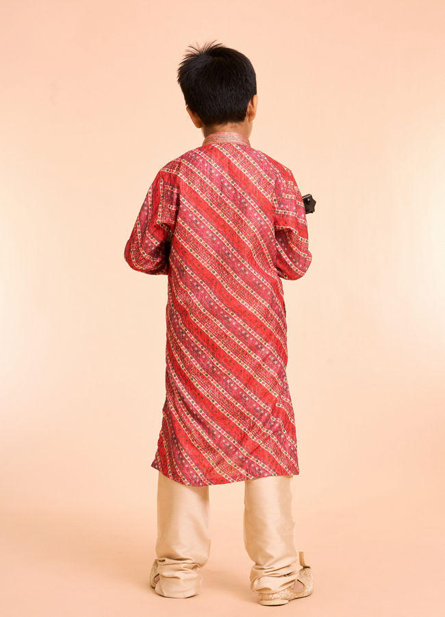 Manyavar Boys Festive Red Kurta Pajama Ensemble - Boys