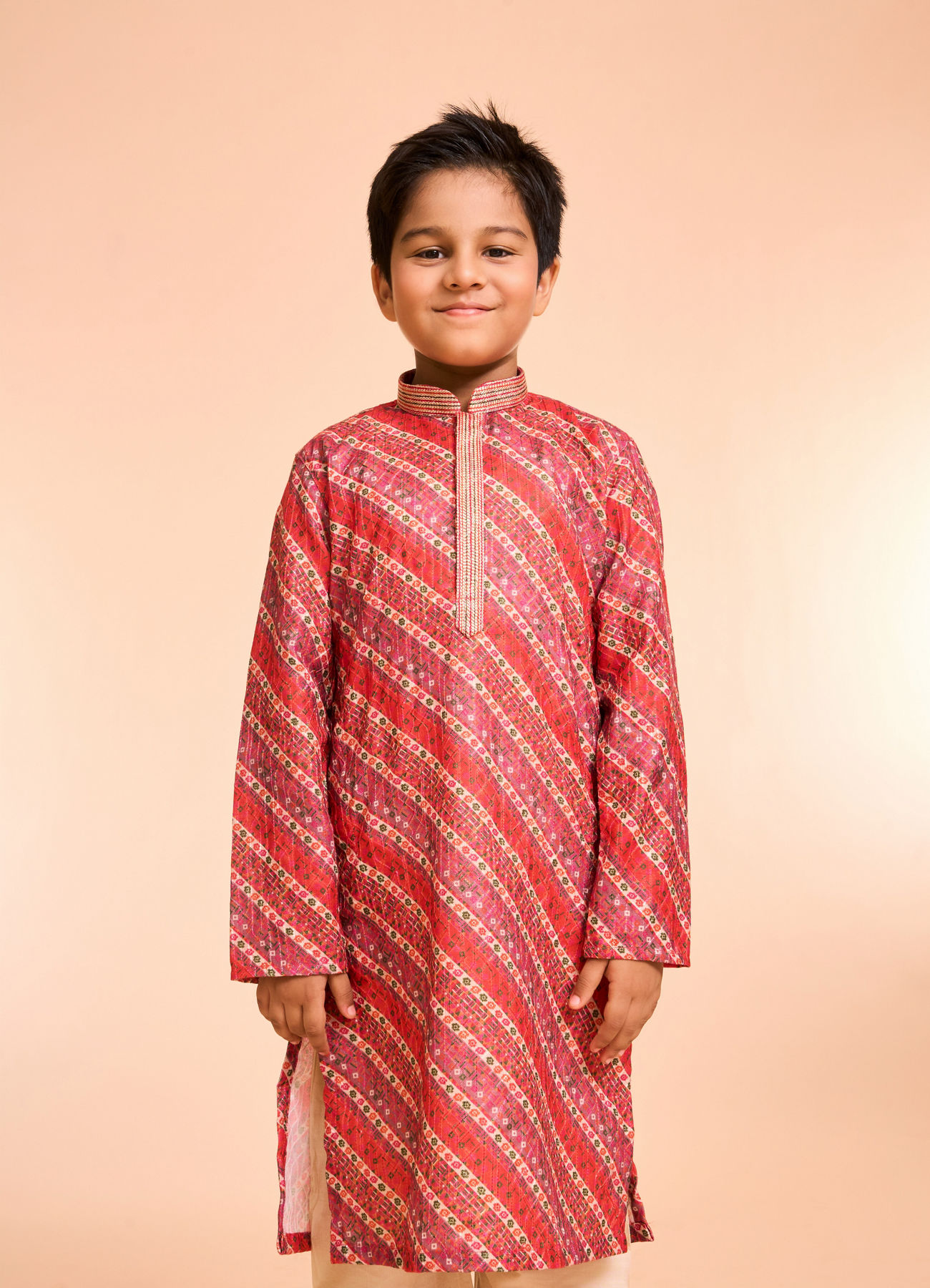 Manyavar Boys Festive Red Kurta Pajama Ensemble - Boys