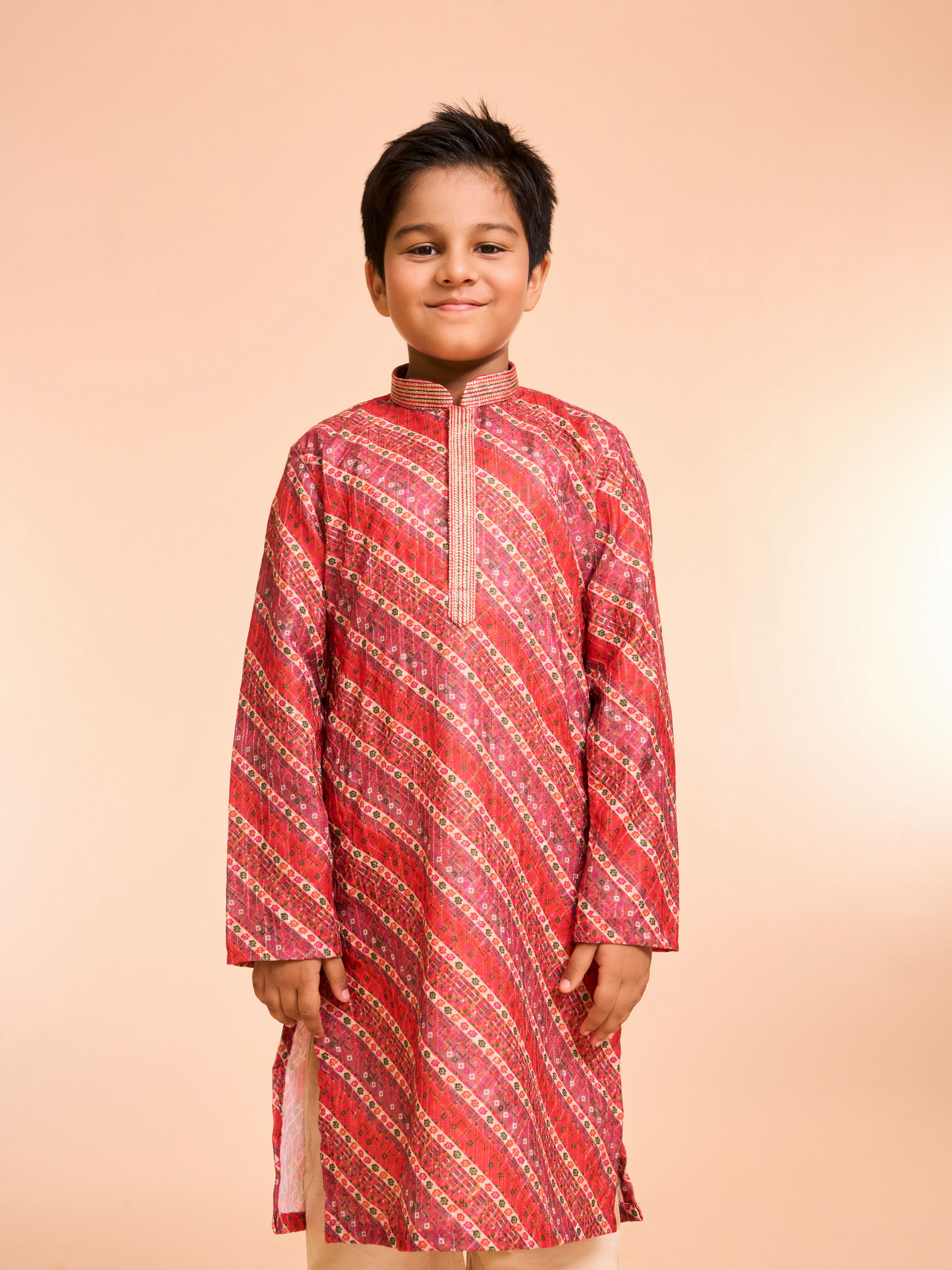 Manyavar Boys Festive Red Kurta Pajama Ensemble - Boys