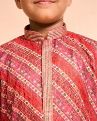 Manyavar Boys Festive Red Kurta Pajama Ensemble - Boys