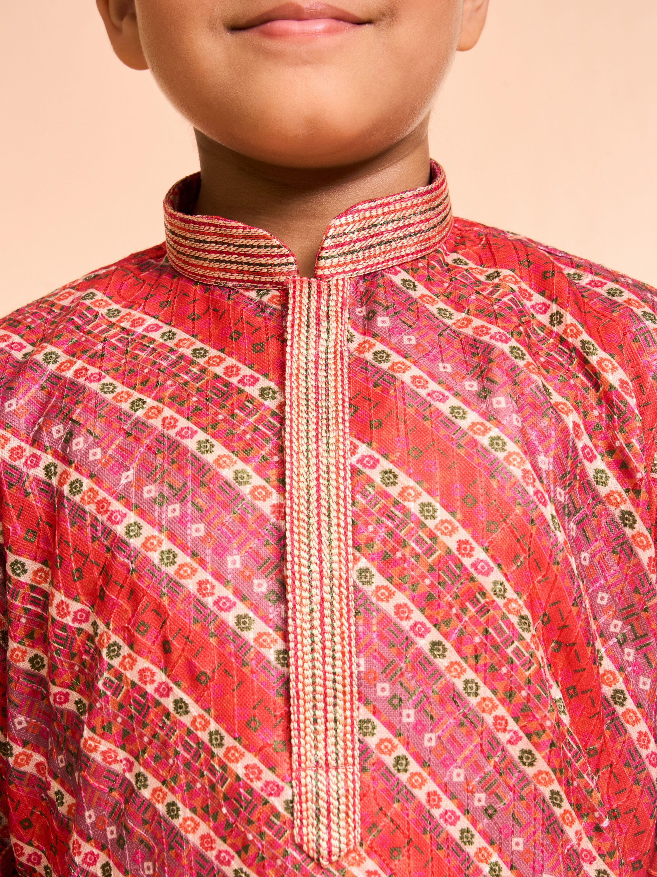 Manyavar Boys Festive Red Kurta Pajama Ensemble - Boys